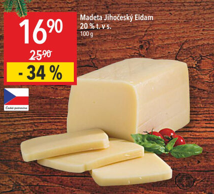 Sýr Eidam Jihočeský 20% Madeta