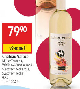 Víno Müller Thurgau Chateau Valtice - svatomartinské