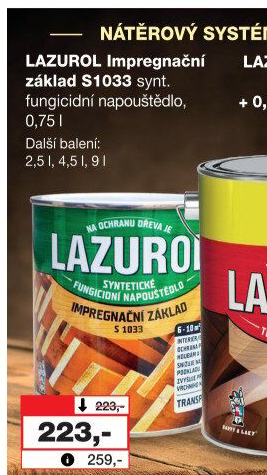 Impregnační základ na dřevo Lazurol