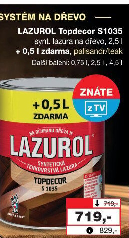 Lazura na dřevo Topdecor Lazurol