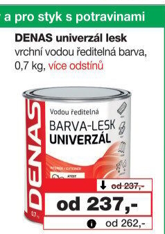 Vodou ředitelná vrchní barva Denas Uni Lesk