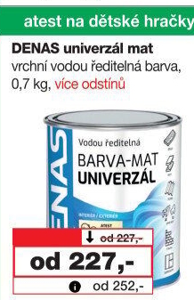 Vodou ředitelná vrchní barva Denas Uni Mat