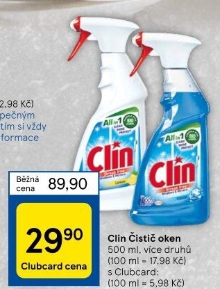 Čističe oken Clin