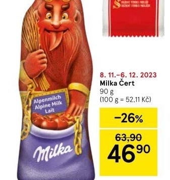 Čokoládový čert Milka