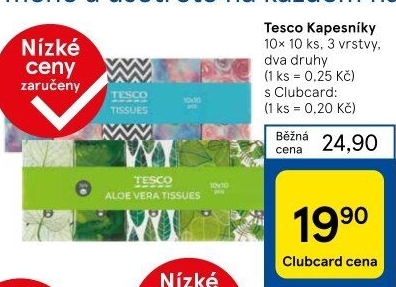Papírové kapesníčky 3vrstvé Tesco