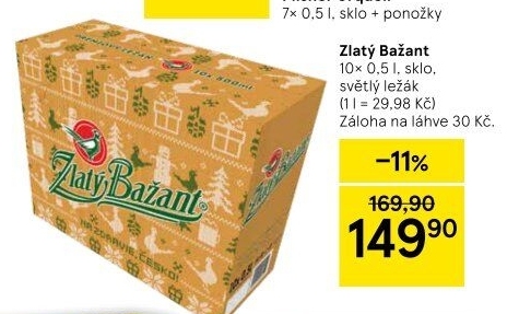 Pivo světlý ležák 12° Zlatý Bažant