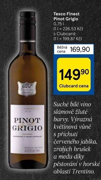 Víno Pinot Grigio Tesco Finest