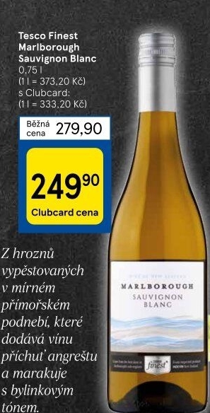 Víno Sauvignon Blanc Marlborough Tesco Finest