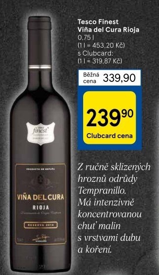Víno Vińa del Cura Reserva Rioja Tesco Finest