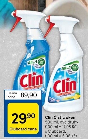 Čističe oken Clin
