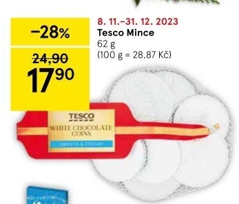 Čokoládové mince Tesco