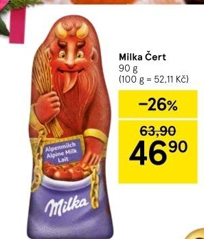 Čokoládový čert Milka