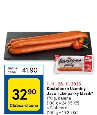 Párky javořické Kostelecké uzeniny