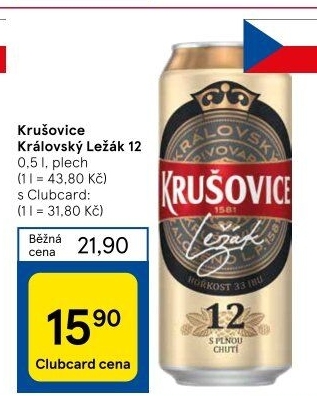 Pivo světlé Královský ležák 12° Krušovice
