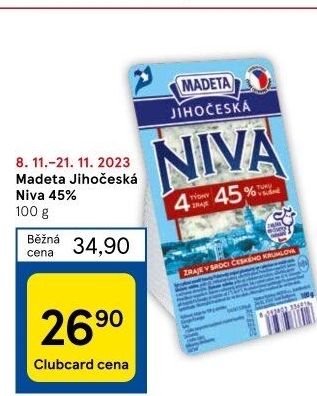 Sýr Niva Jihočeská 45% Madeta
