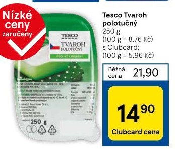 Tvaroh polotučný Tesco