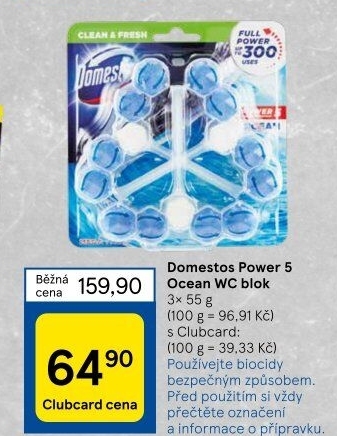 WC blok tuhý Power 5 Domestos