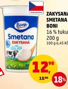 Smetana zakysaná Boni 16%