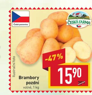 Brambory konzumní pozdní Česká farma