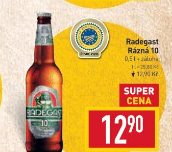 Pivo světlé výčepní Rázná 10° Radegast