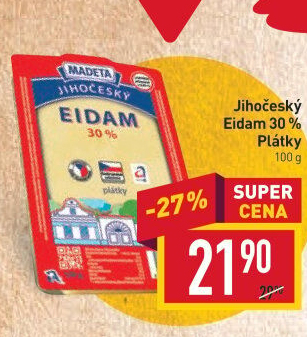 Sýr Eidam Jihočeský 30% Madeta
