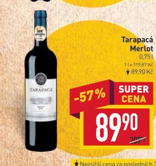 Víno Merlot Viňa Tarapaca