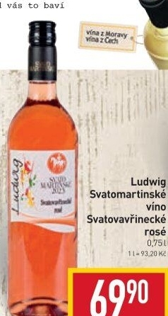 Víno Svatovavřinecké Rosé Vinařství Ludwig - svatomartinské