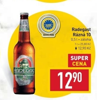 Pivo světlé výčepní Rázná 10° Radegast
