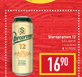 Pivo světlý ležák 12° Staropramen