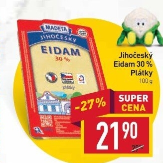Sýr Eidam Jihočeský 30% Madeta