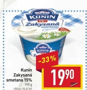 Zakysaná smetana Mlékárna Kunín 15%