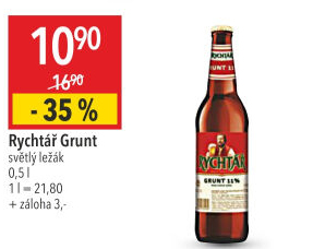 Pivo světlý ležák 11° Grunt Pivovar Rychtář