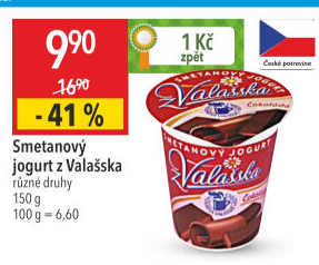 Jogurt smetanový ochucený z Valašska Mlékárna Valašské Meziříčí