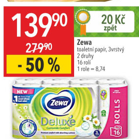 Toaletní papír 3vrstvý Deluxe Zewa