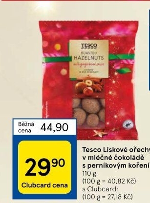 Lískové ořechy v čokoládě Tesco