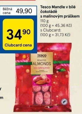 Mandle v čokoládě Tesco