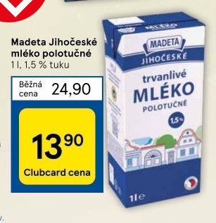 Mléko trvanlivé Jihočeské Madeta - 1,5% polotučné