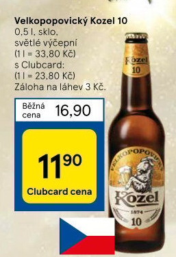 Pivo světlé výčepní 10°Velkopopovický Kozel
