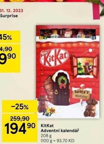 Adventní kalendář Kit Kat Nestlé