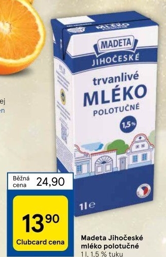 Mléko trvanlivé Jihočeské Madeta - 1,5% polotučné