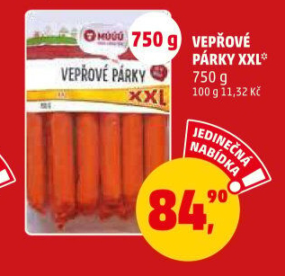 Párky vepřové loupací Maso uzeniny Písek