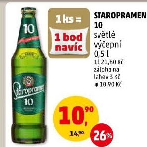 Pivo světlé výčepní 10° Smíchov Staropramen