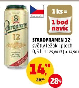 Pivo světlý ležák 12° Staropramen