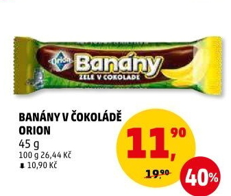 Tyčinka Banány v čokoládě Orion