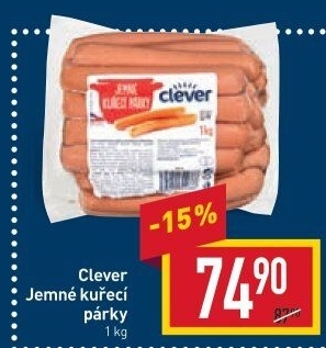 Párky kuřecí jemné Clever
