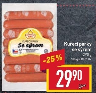 Párky kuřecí se sýrem Vodňanské kuře