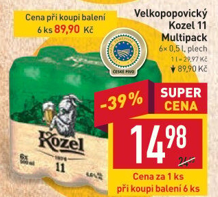 Pivo ležák 11° Velkopopovický Kozel