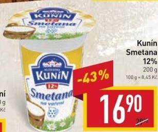 Smetana na vaření Mlékárna Kunín 12%