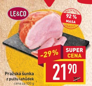 Šunka pražská nejvyšší jakosti LE&amp