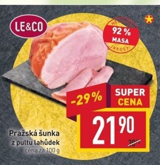 Šunka pražská nejvyšší jakosti LE&amp